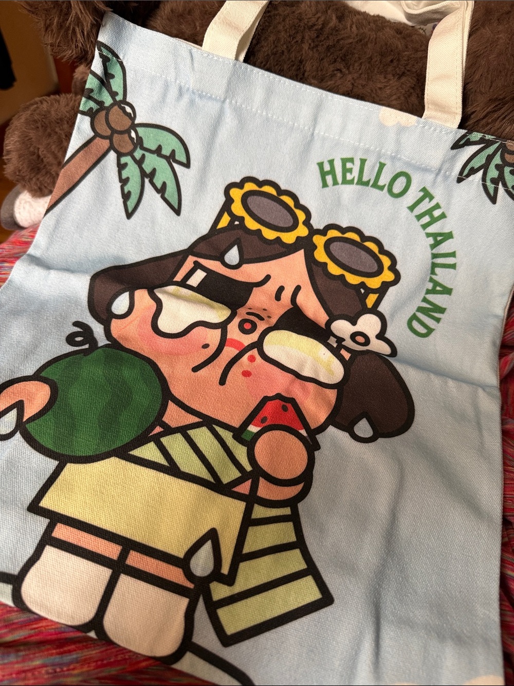 Hello Thailand Cry Baby Tote Bag in Light Blue